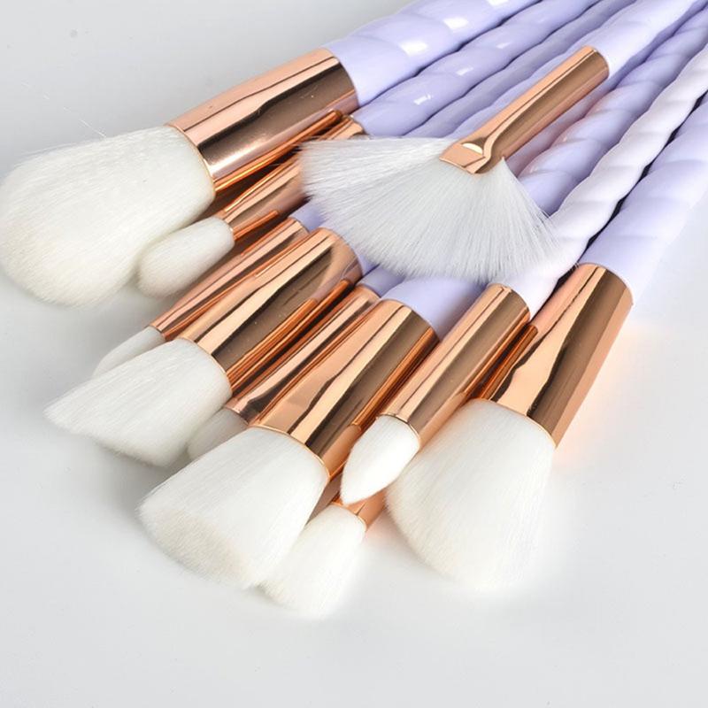 10Pcs Unicorn Makeup Brushes With Colorful Bristles Handles Fantasy Makeup Brush Set Foundation Eyeshadow Unicorn Brush Kit