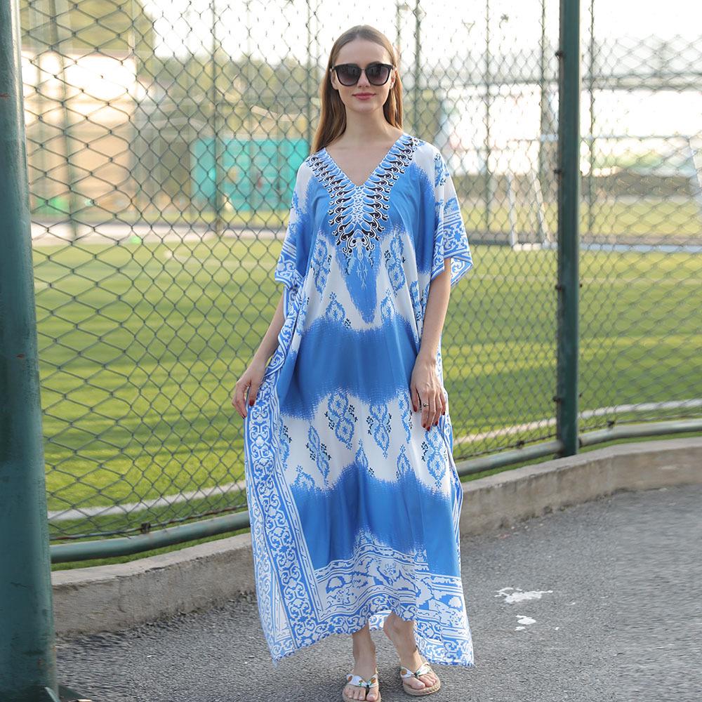 Quick-Dry Printed Beach Cover-Up: European & American Style, Sun Protection, Loose Holiday Robe for Bikini Swimsuits