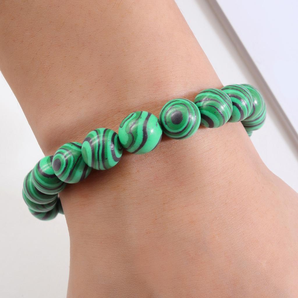 Smooth Polished Malachite Round Beads Chain For Handmade Bracelets Necklaces Safe Natural Stone Jewelry Supplies