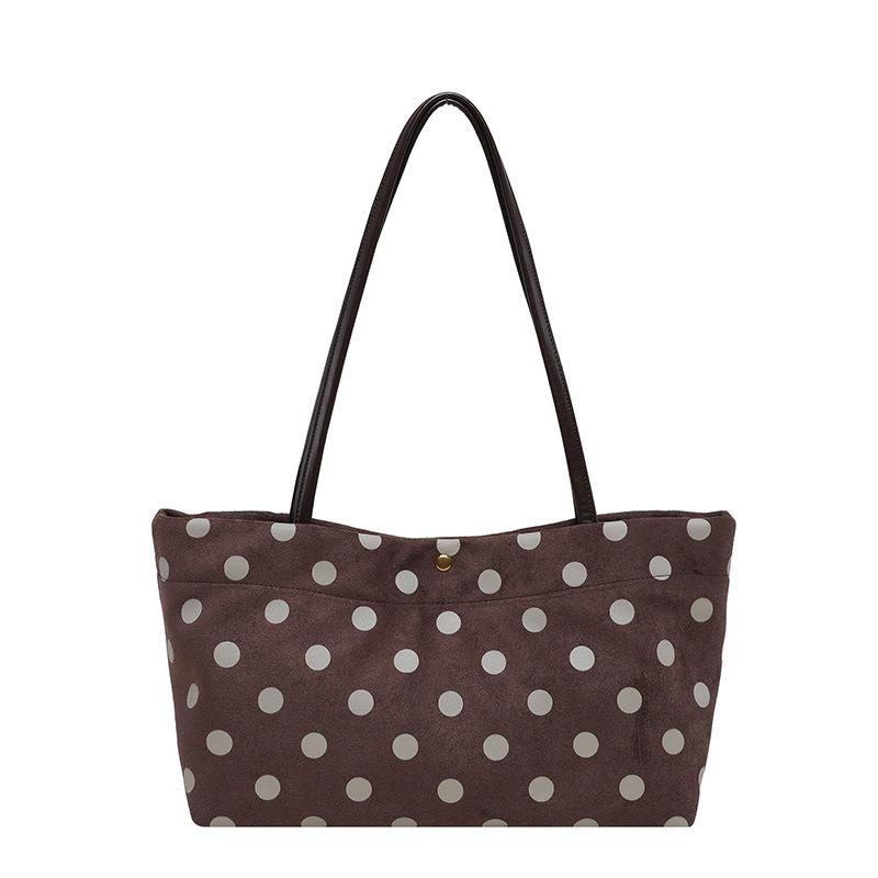 Borsa a tracolla da pendolare - Borsa tote con stampa a pois grandi - Borsa a spalla singola