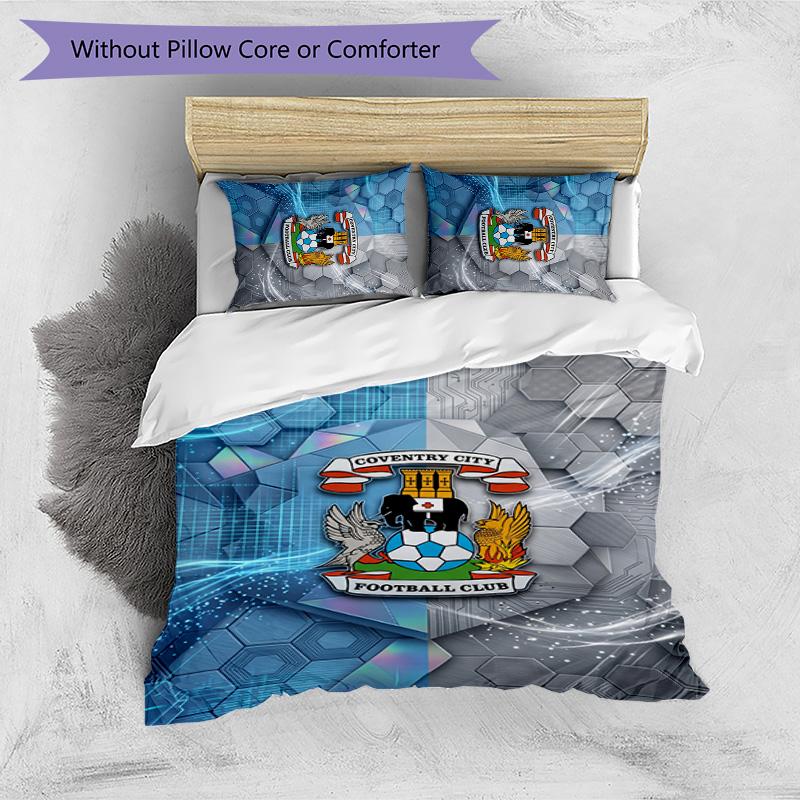 Set Lenzuola Stampato Coventry City Football 3 Pezzi, Comodo Set Copripiumino per Camera da Letto Amico della Pelle