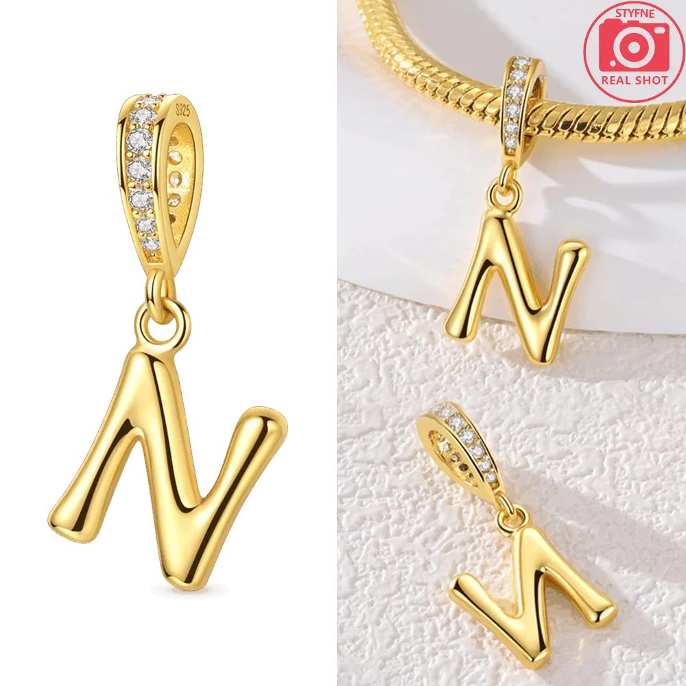 Original Necklace Copper White Zircon Pendant English Letters Women'S Beads Fit Bracelet Anniversary Gift Accessory Diy