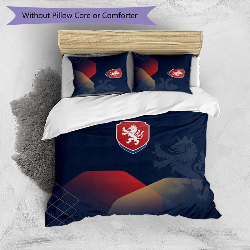 Czech Republi Football Printed Bedding 3 Piece Set Cozy Breathable Bed Cover Set As Housewarming Holiday Gift