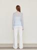 Leusejiem See-Through Tencel Long Sleeve T-Shirt - Sky Blue