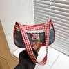 Cute Checkered Handheld Handbag Underarm Bag Sweet Women's Simple And Fresh Fashion Casual Commuting Shopping Shoulder Bag