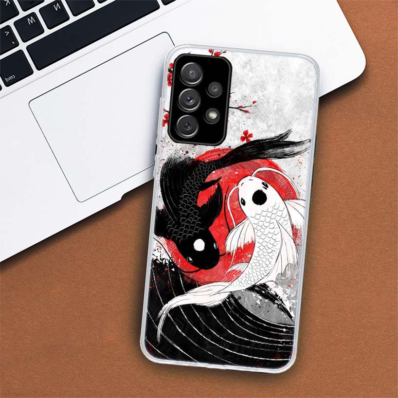 Japan Koi Fish Yin Yang Art Phone Case For Samsung Galaxy A51 A71 A50 A70 A40 A30 A20E A10 A41 A31 A21S A11 A01 A6 A8 + A7 A9 Pl