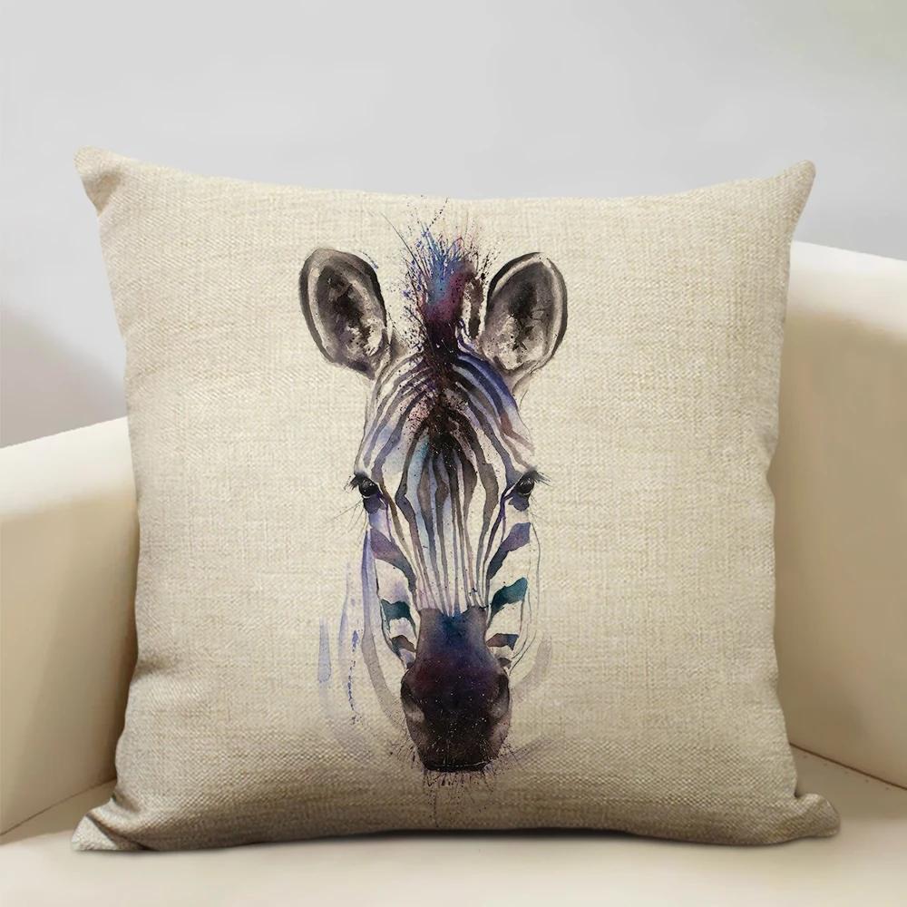 Animal Portrait Cushion Cover,Lion, Tiger, and Bear Patterns,Home Sofa Decorative Throw Pillow Case Perfect Children's Gift