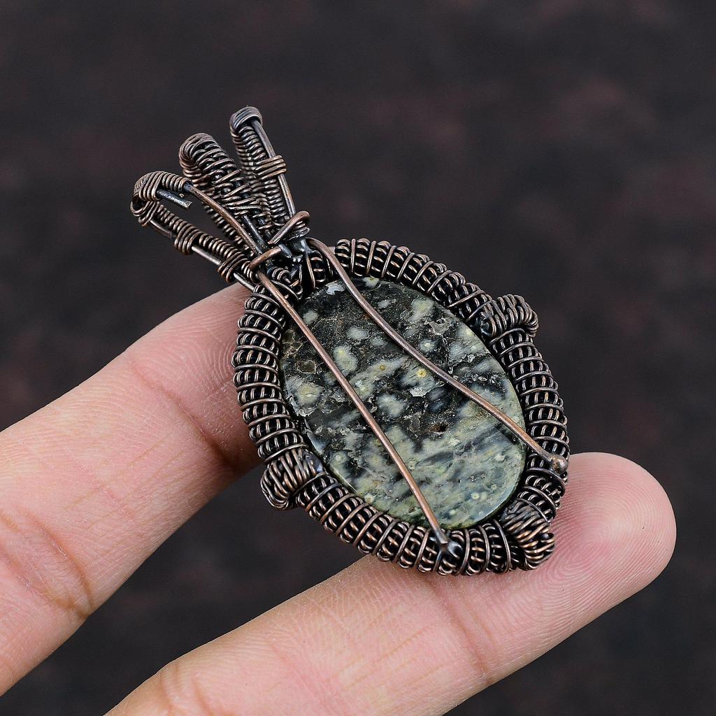 Ocean Jasper Pendant Copper Wire Wrapped Pendant Ocean Jasper Jewelry Gemstone Pendant Copper Jewelry Handmade Stylish Pendant Gift For Mom