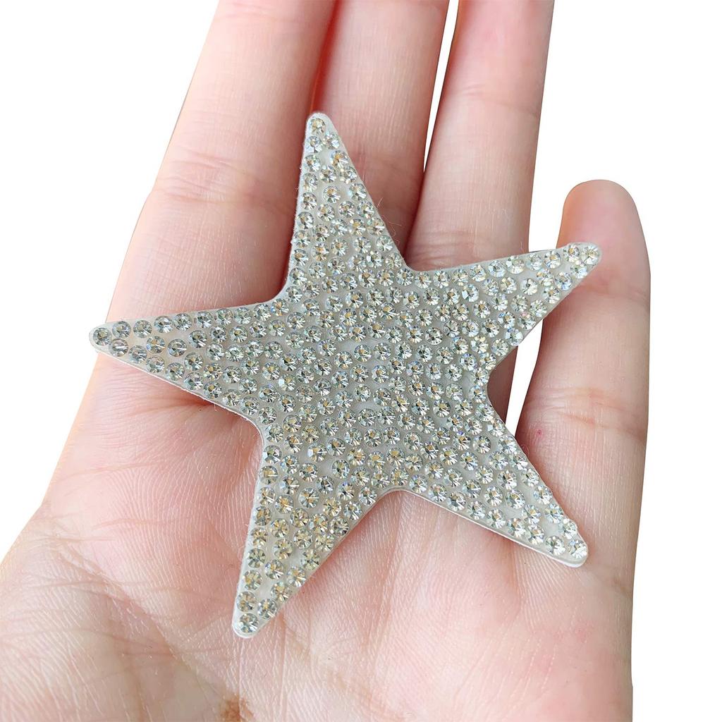 Bling Crystal Rhinestone Car Sticker Decal Waterproof Bling Sticker Decal for Car Bumper Window Laptop (Star Silver)