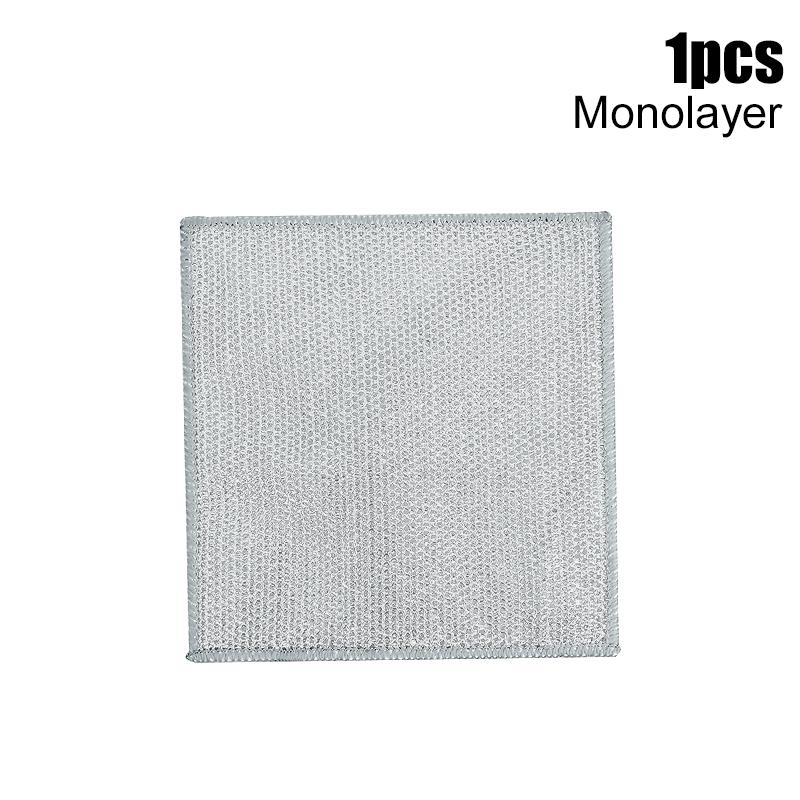 

Steel Wire Cleaning Cloths Double Layers Magic Metal Silver Wires Rags Dishcloth Kitchen Pot Pan Dish Non Stick Oil Rags Cloth monolayer,2PC