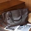 Dou Xiaozhu Retro Soft Leather Large Tote Bag