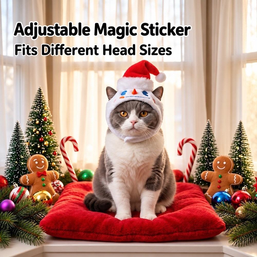 Plush Fabric Cat Costume Hat Snowman Pattern Snowman Pet Cap Pet Party Headgear Cat Dog Cosplay