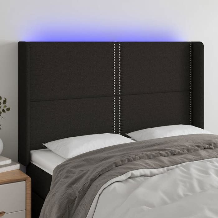 VidaXL LED Headboard Bedroom Furniture Double Bed Accessory Head of Bed Frame Interior Black 3123908