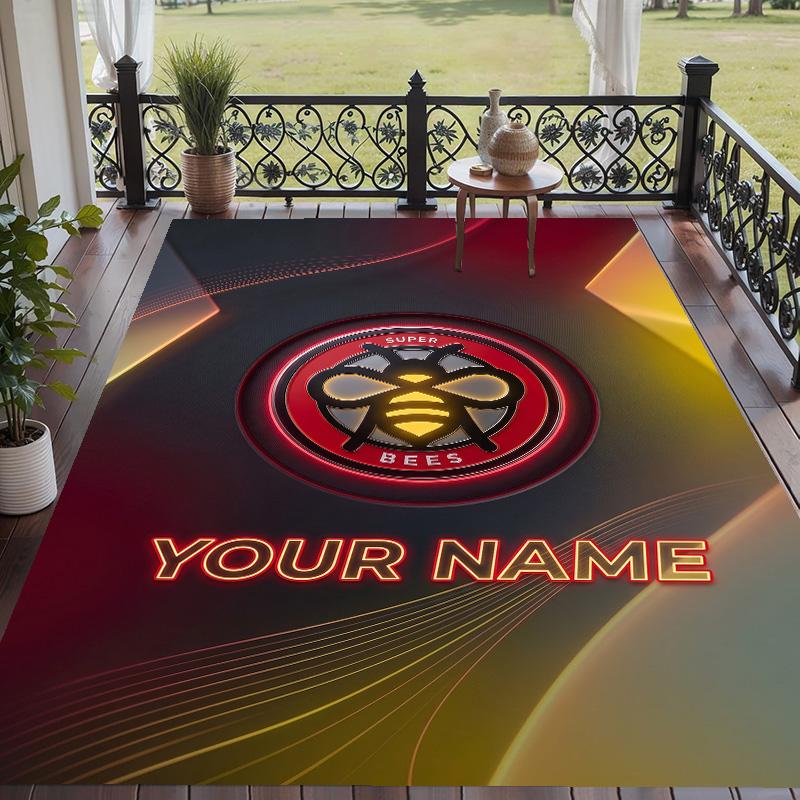 Custom Text Printed Rug Brentford Football Non Slip Floor Carpet For Home Room Decor