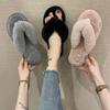 Cross Warm Fluffy Furry Slippers Women Lightweight Flat Heels Fur Slides Woman Autumn Winter Open Toe Non Slip Home Floor Shoes