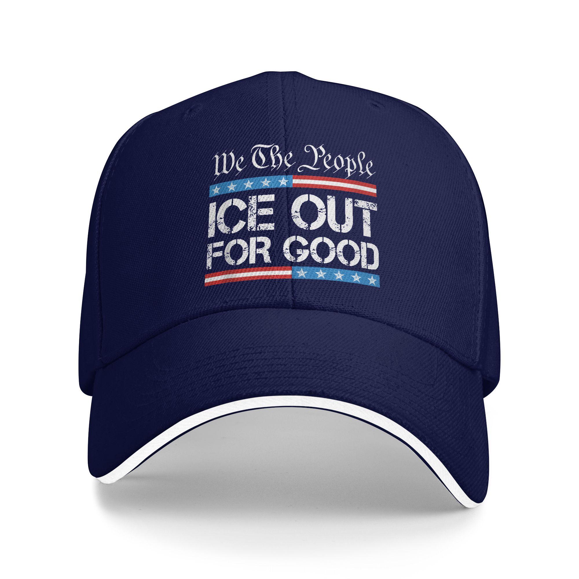 

Ice Out for Good Shirt Ice Out for Good Bold Protest Baseball Cap Running Hippie Breathable Trucker Hat Men Women Snapback Cap One Size темно-синього кольору