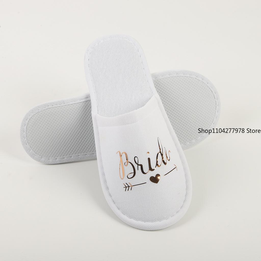 Fashion Bride Bridesmaid Slippers,Wedding Party Disposable Slippers Bridal Party Slippers Set, Lightweight Cozy Soft Sole Flats