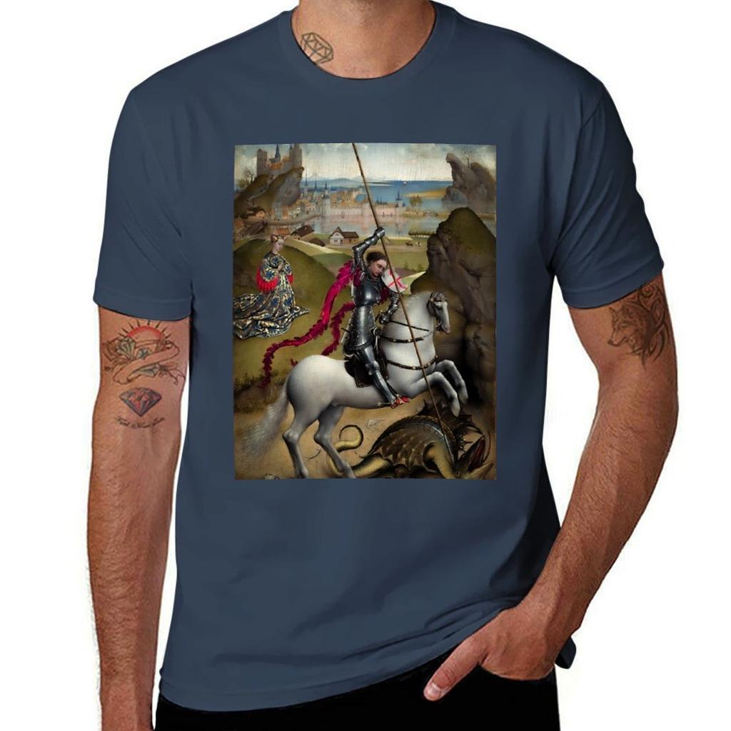 Saint George And The Dragon Rogier Van Der Weyden Tshirt Antiwrinkle Short Sleeve Tshirt