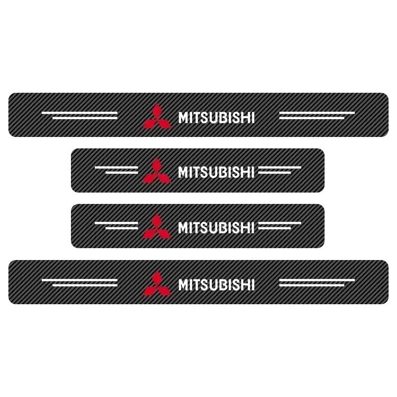 cxtbky1 4pcs Carbon Fiber Car Door Sill Sticker Auto Door Threshold Scratch Waterproof For Mitsubishi Motors Metal Label Sticker Label