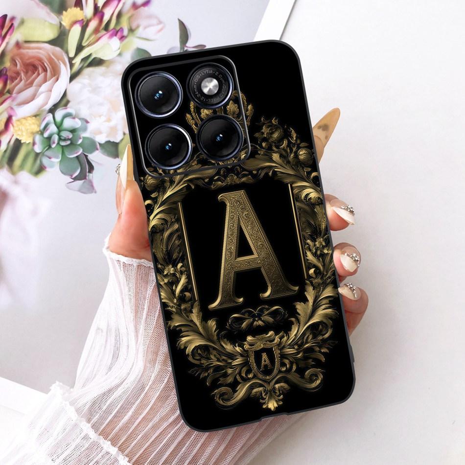 For Motorola Edge 70 Fusion Royal Crown Initial Letter Phone Case For Motorola Edge70 Fusion 5G XT2605 Black Silicon Soft Bumper