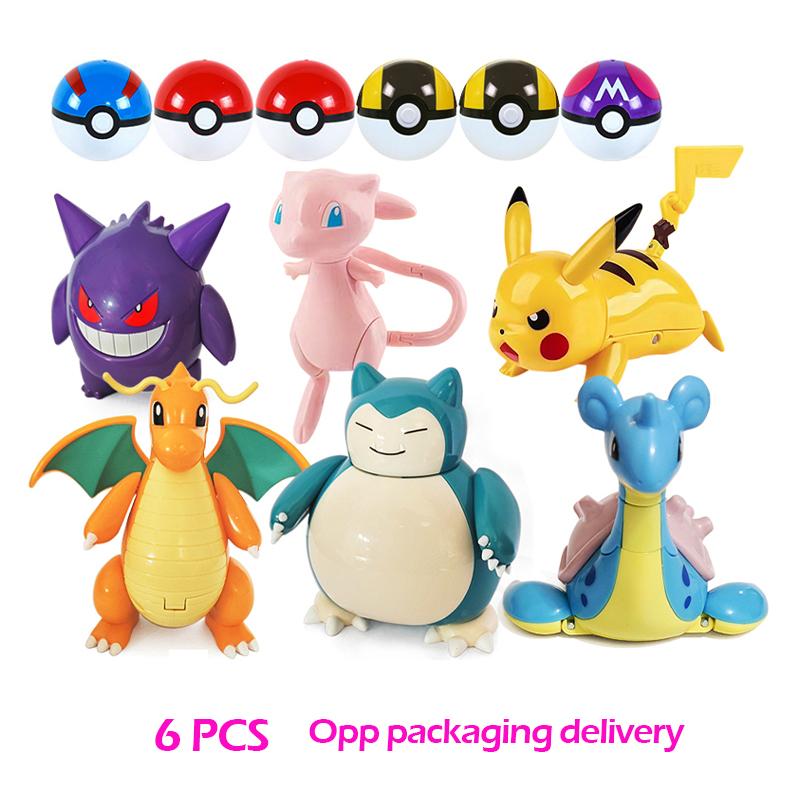 18 Style Pokemon Figures Playthings Elf Monsters Ball Figure Pikachu Gengar Pokeball Dragonite Snorlax Pokeball Action Figures Gift