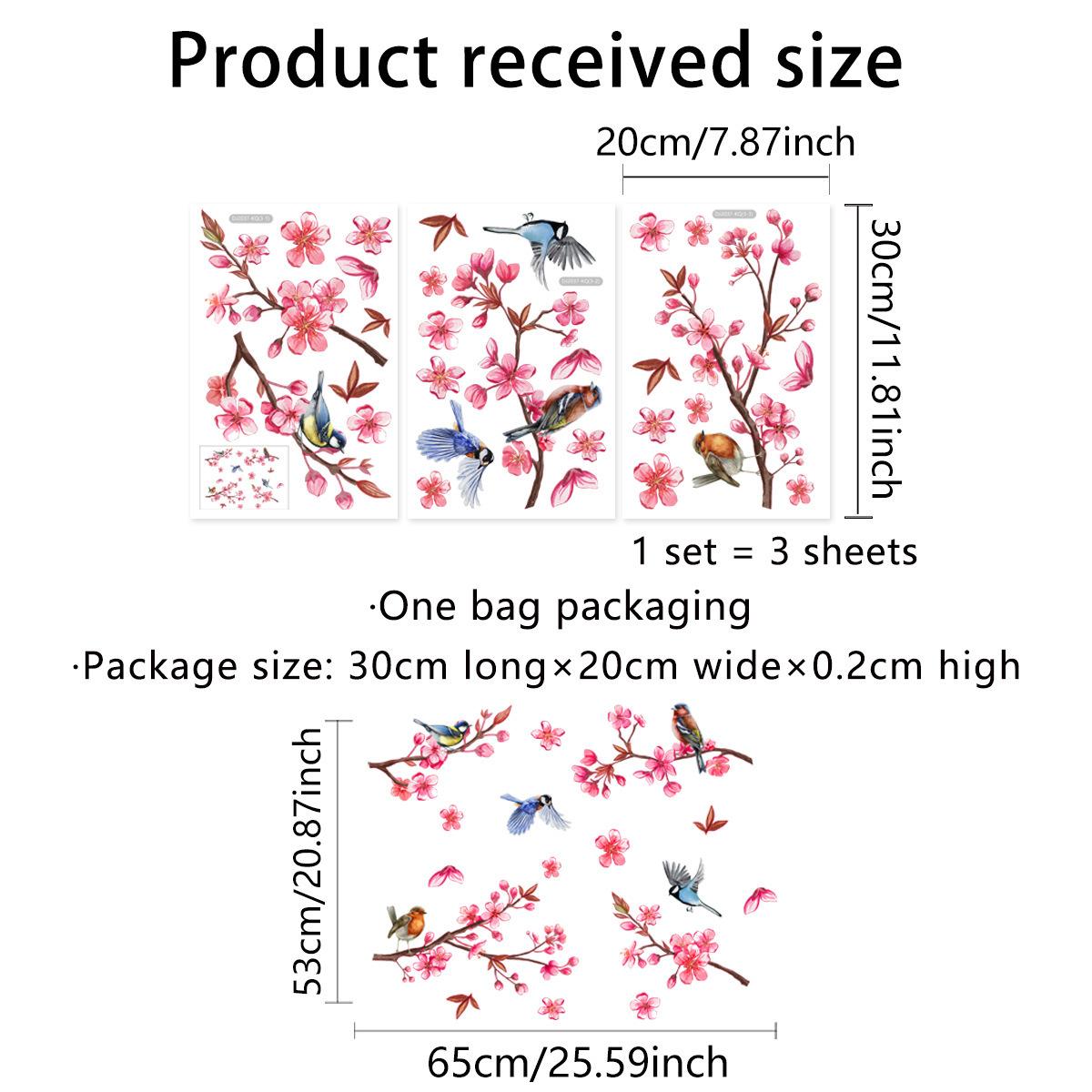 3pcs Plant Flower Vase Wall Sticker Double-sided Visual Glass Window Decoration Static Sticker Window Glass Sticker (as the picture,20x30cm 3 sheets)