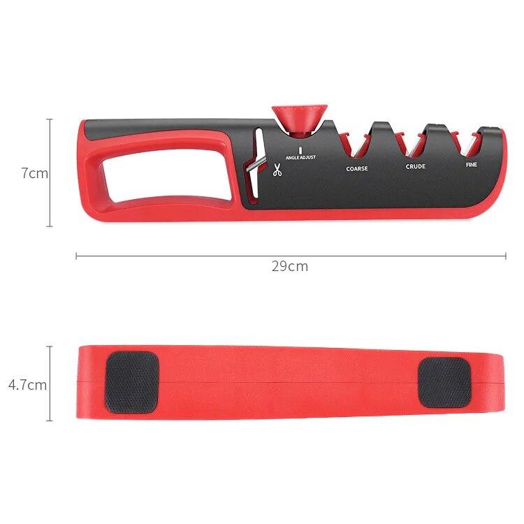Knife Sharpener Handheld Kitchen Facilitative Sharpener Tool Angle Adjustable Five In One Knife Sharpener Black Red Professional
