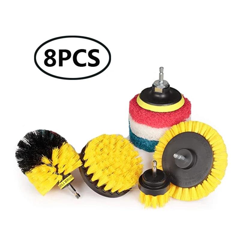 Car Detailig Brushes Set Drill Brush Attachment Set Heavy Duty Power Scrubber Brushes for Bathroom Kitchen Auto Cleaing Supplies