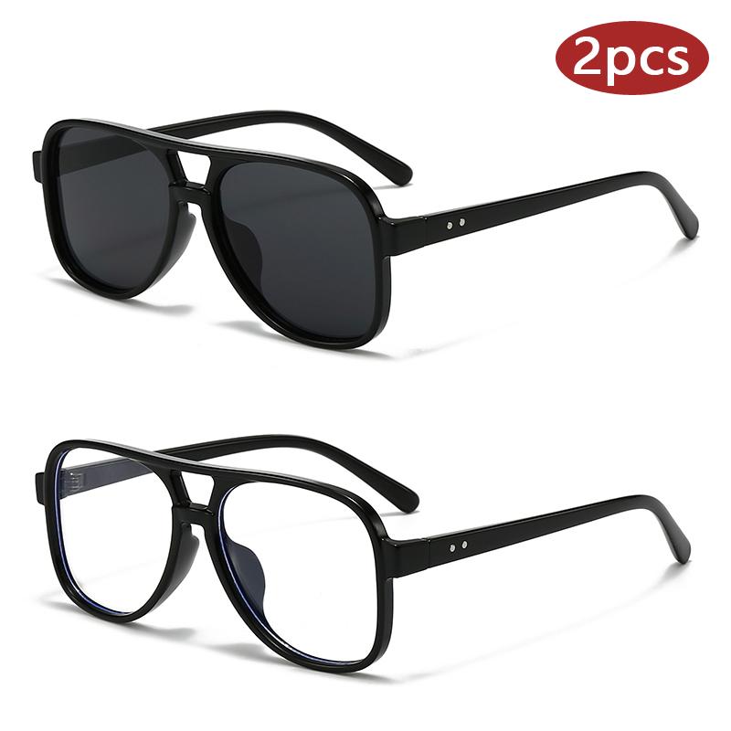 2pcs Trendy Rectangle Sunglasses Women Fashion Candy Color Mirror Lens Designer Sun Glasses Female Eyewear Oculos De Sol