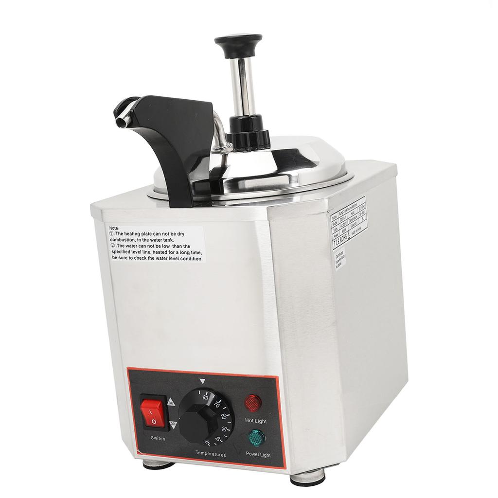 2L Sauce Warmer Dispenser Stainless Steel 30‑85 degrees C Adjustable Electric Cheese Dispenser with Pump for Home