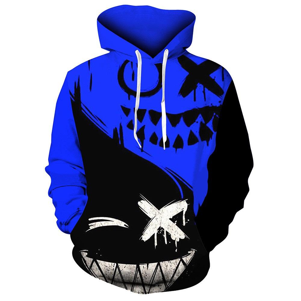 Sudadera con capucha informal con estampado digital 3D de lobo y animales para hombre