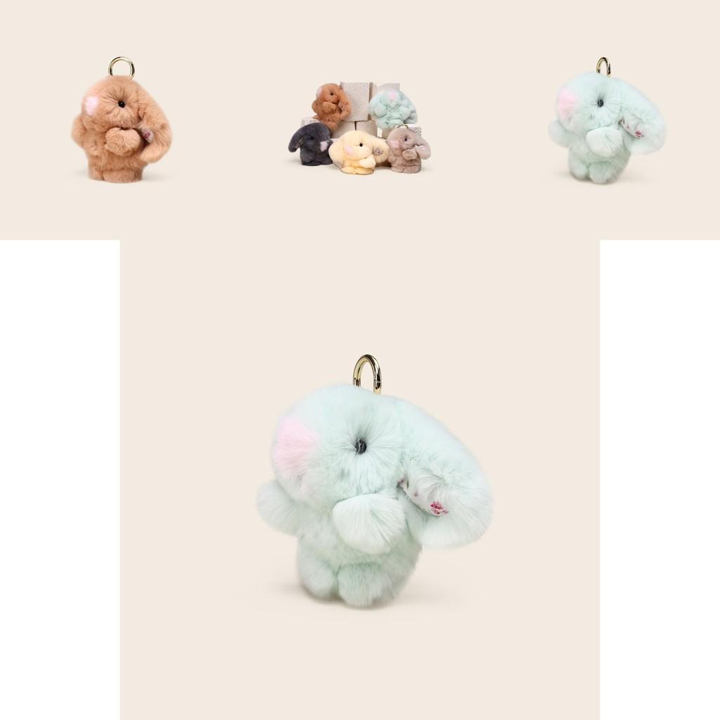 Light Luxury Bunny Plush Keychain With Floral Pattern For Ladies Fashion Accessories