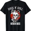 Vintage Rock 'N' Roll Skull and Roses Rocker Never Die T-Shirt