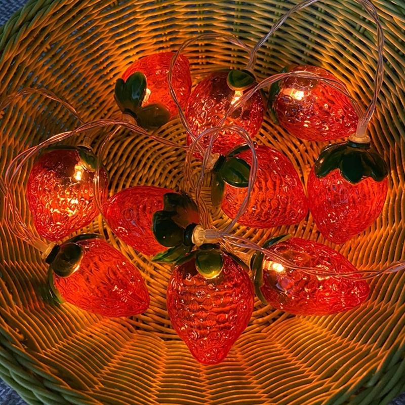 1.5m/5FT Fruit Strawberry String Lights Indoor Outdoor Lighting Lamp for Wedding Home Birthday Garden Yard Patio Party
