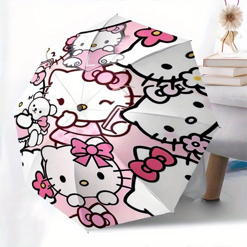Hello Kitty,Pink Automatic Folding Umbrella-Simple 8-Rib Design, Bright Cartoon Pattern, Durable Iron Frame, Suitable For Travel, Outdoor, B