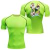 Summer Athletic Compression T-Shirt Breathable Quick-Dry High-Elasticity Short Sleeve Tee with Bold Bleach Graphic Gym Running