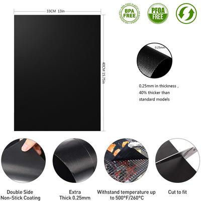 LMETJMA Dropshipping BBQ Mats Non Stick BBQ Grill Mats Reusable PTFE Barbecue Pad with 1 Silicone Brush BBQ Tools YT0400