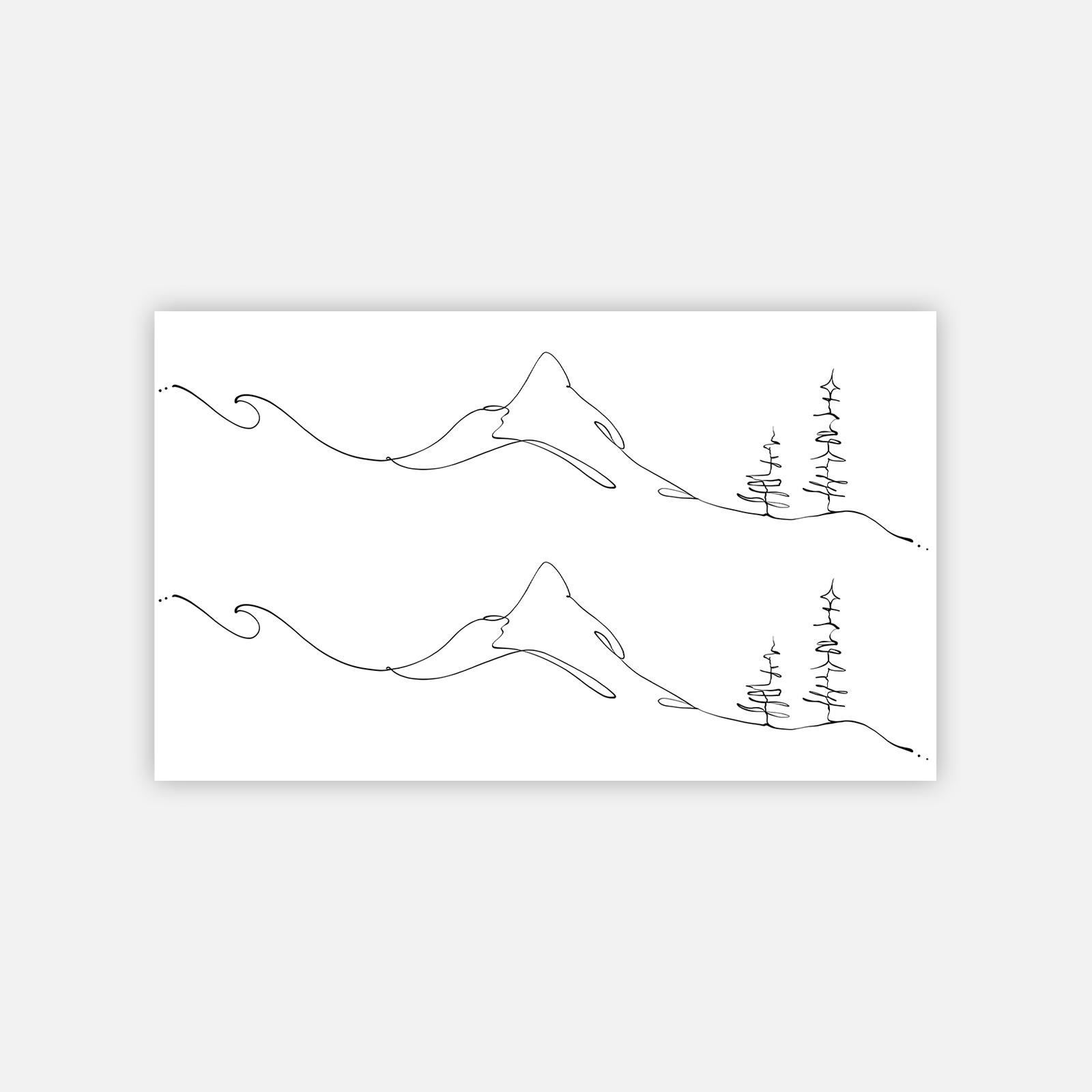 Stream Of Consciousness, Mountain Lines Tattoo Stickers High Sense Niche Personality Simple Clavicle Tattoo Stickers 10*6