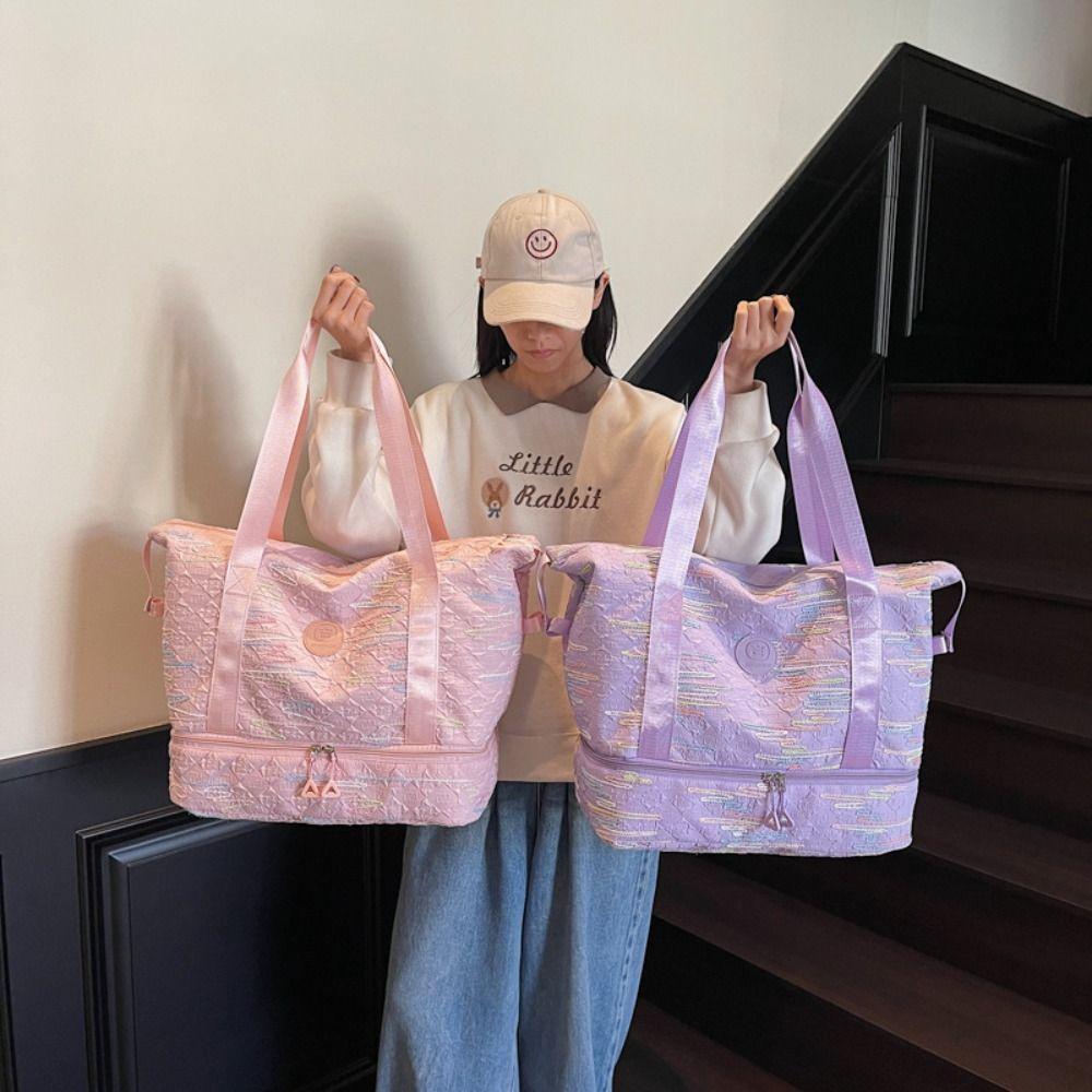 

Dry and Wet Separation Weekender Bag Multi Functional Handbag Fashion Travel Bag for Women рожевий