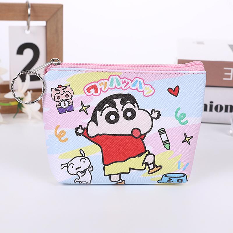 Crayon Shinchan Coin Purse Cute Anime Student Wallet Cartoon Travel Wallet Keychain Key Charger Storage Bag Gift