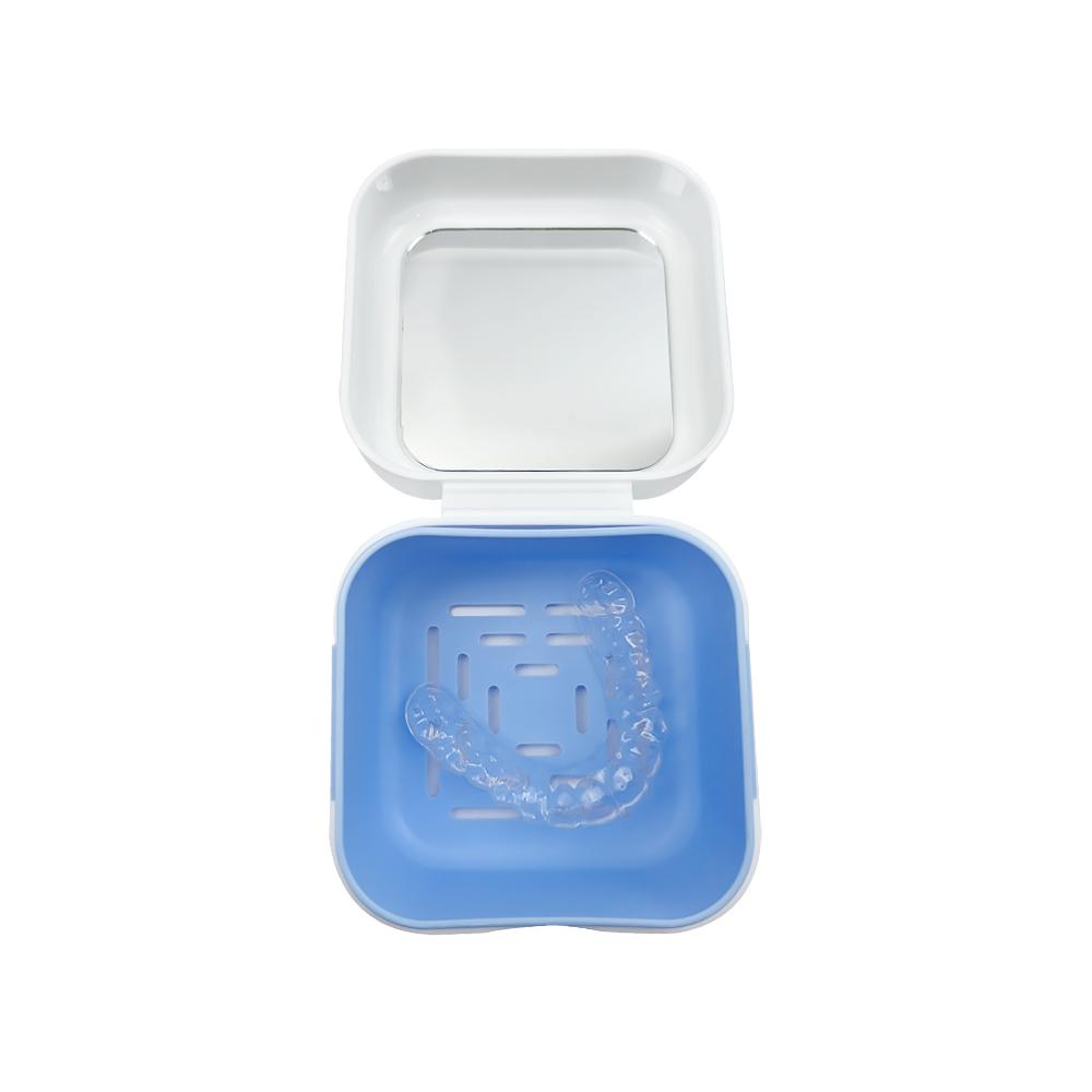 Denture Storage Box With Mirror Dental False Teeth Bath Box Organizer Mouth Guard Retainer Case Orthodontic Containers Oral Care