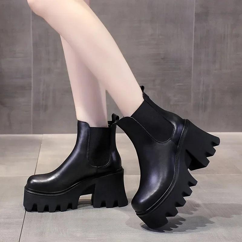New High Heel Thick Bottom Anti Slip Fashion Women's Boots 2024 Autumn/Winter New Outdoor Modern Ankle Fashion Boots for Women