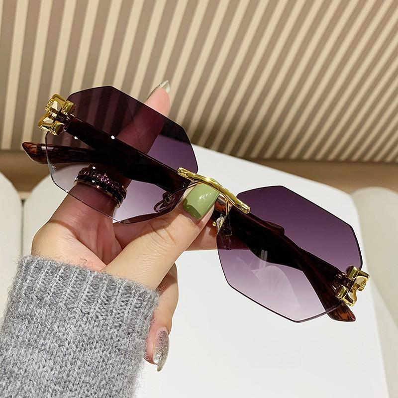 1 Stück randlose rechteckige Sonnenbrille Mode Farbverlauf-Linse Trendige Unisex-Sonnenbrille für den täglichen Gebrauch