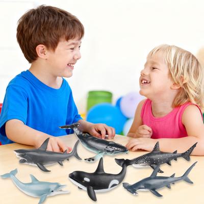 1/6Pcs Simulation Sea Animal Figurine Miniature Shark Whale Dolphin Sculpture Educational Toy Ocean Creature Model Decoration Ornament