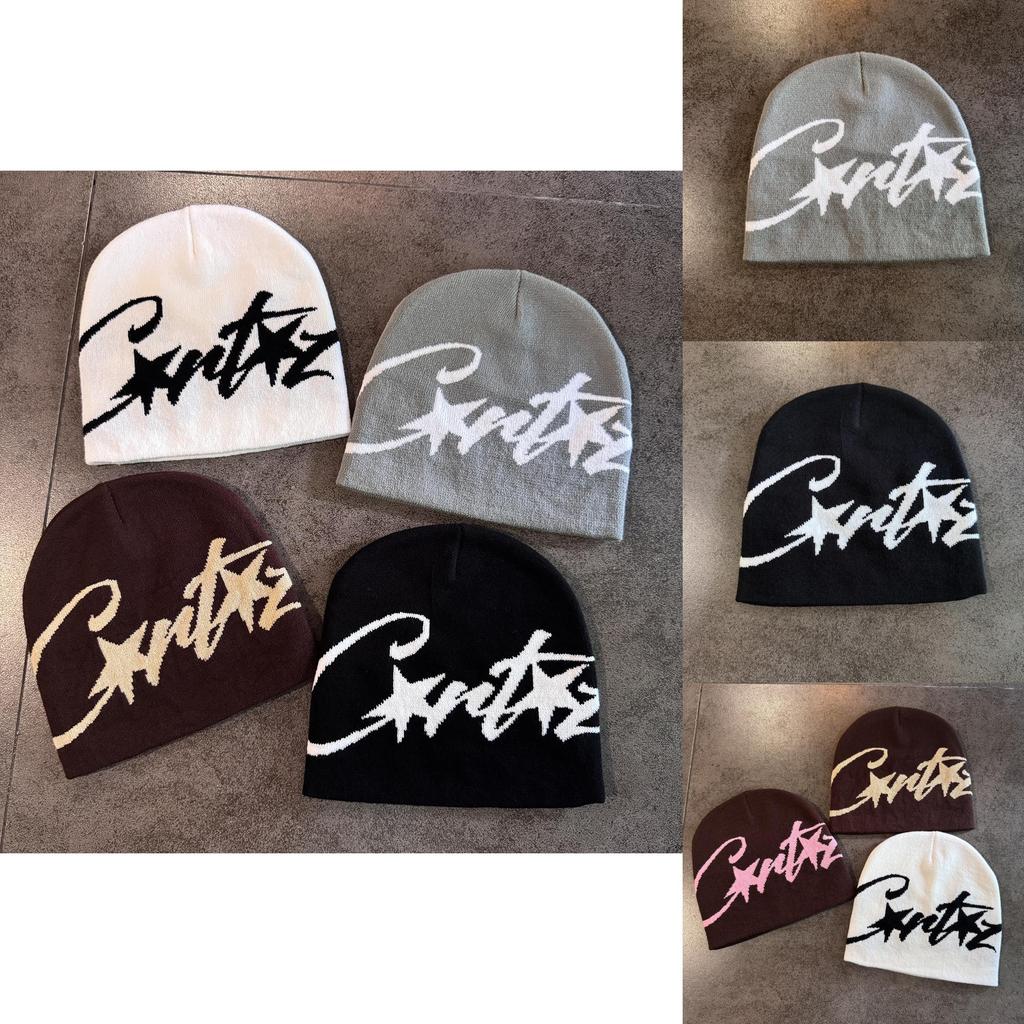 American Streetwear Knit Hat With Star Pattern For Men Women Warm Winter Season