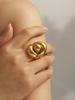 Hyperbole Two-tone Stainless Steel Chunky Rings For Women 18k Gold Plated copper Color Hip Hop Rock Style Women's Large Ring