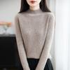 Long-sleeved Pullover Sweater for Women, Fitted and Slimming, with A Semi-high Collar, Knitted Base Layer Top