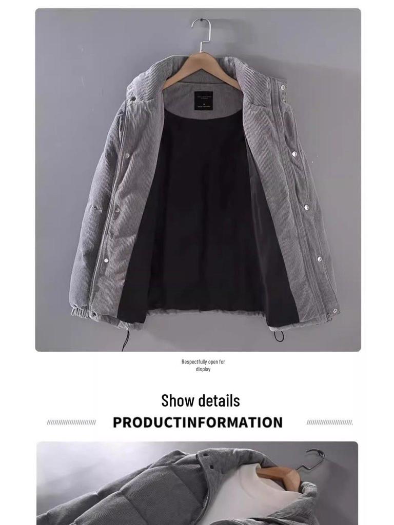 Men's Trendy Japanese Retro Corduroy Winter Jacket - Warm, Thick Cotton Bread Style for Couples