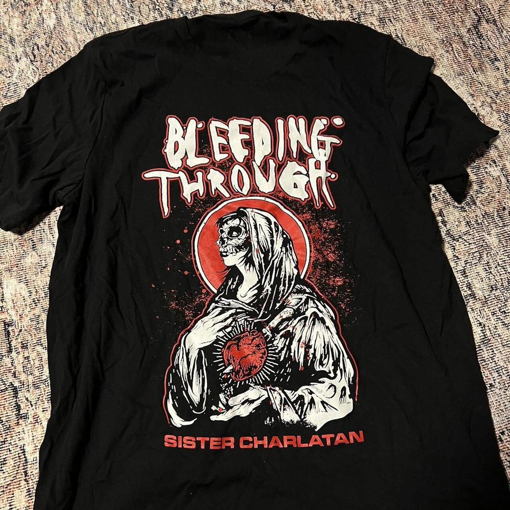 Bleeding Through Рок Металл Группа Черный Цвет Тяжелый Хлопок Полный Размер Футболка BL270 Унисекс Футболка S