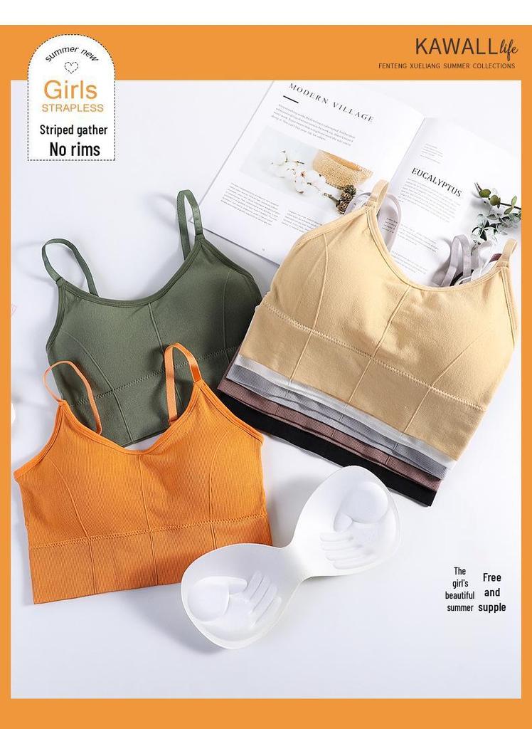 Seamless Ribbed Spaghetti Strap Bustier Vest for Women